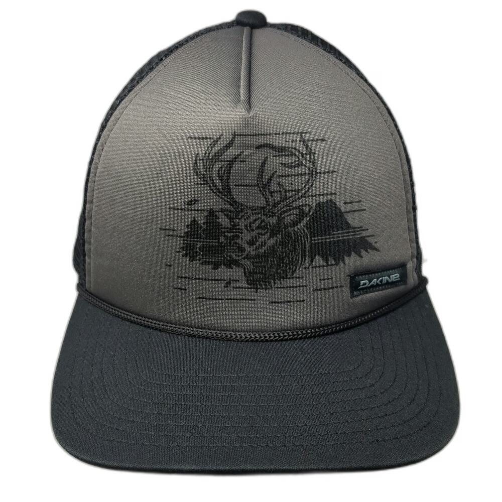 Dakine Trucker Hat Black One Size Elk Deer Mountain Graphic Mesh Rope Snapback